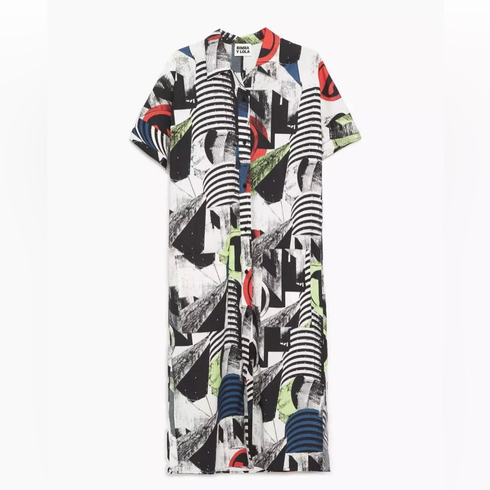 Bimba y Lola Vogue Abstract Print Midi Dress
